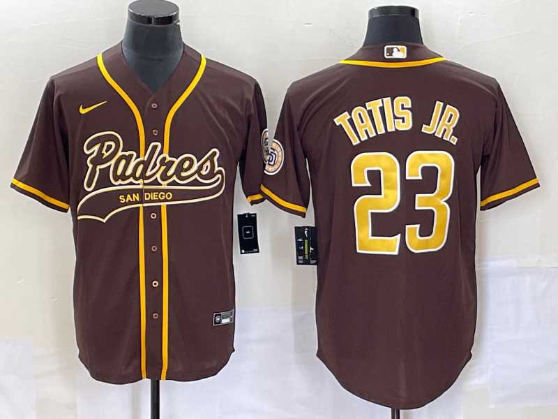 Men%27s San Diego Padres #23 Fernando Tatis Jr Brown NEW 2023 Cool Base Stitched Jerseys->san diego padres->MLB Jersey